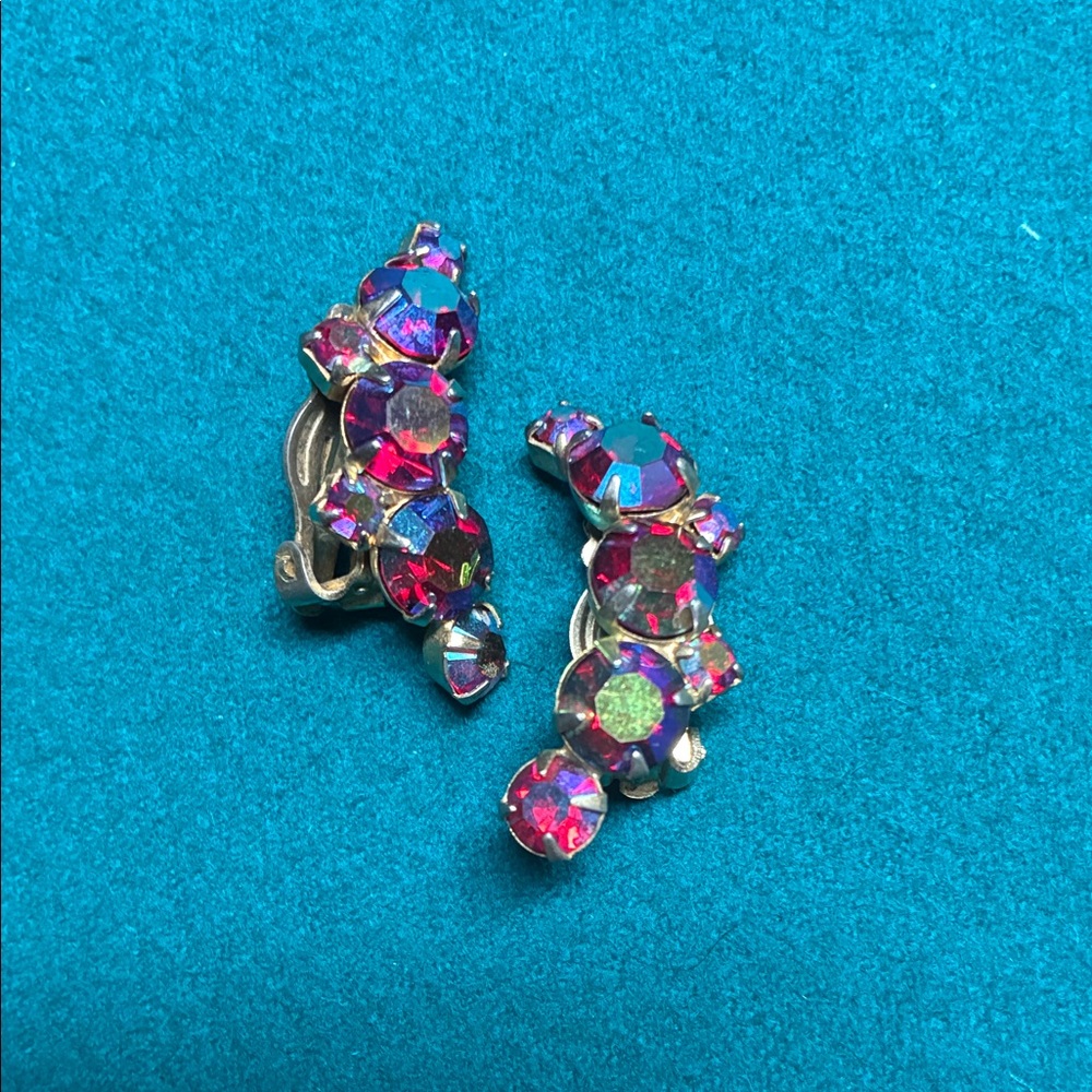 Vintage Iridescent Climbing Clip-On Earrings